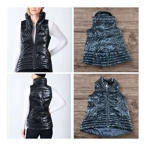 MY ANORAK METALLIC BLACK QUILTED WAXED VEST Small